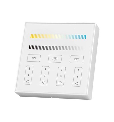 4-Zonen WiFi/WLAN Touchpanel für LED Strips - 12V/24V, weiß, 86x86mm, für Single Color und CCT