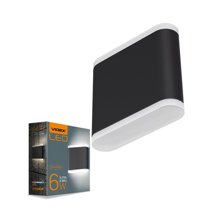 6W schwarze LED Wandleuchte mit Up/Down Licht - 660lm, IP54 Außen, 2700K, 110lm/W, inkl. Leuchtmittel