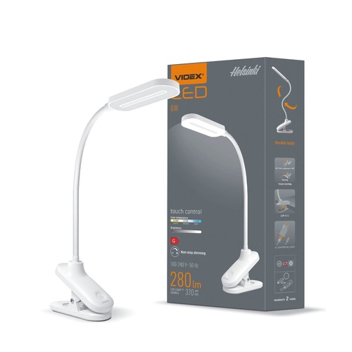 6W LED dimmbare Schreibtischlampe mit Klemme - Helsinki, 370lm, 3-Stufen CCT, weiß, 120° Abstrahlwinkel