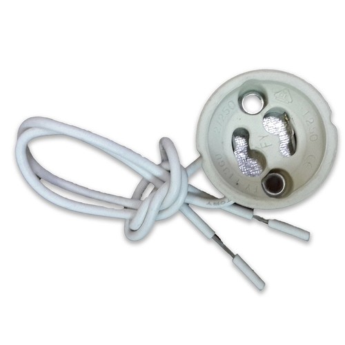 GU10 Fassung mit 15cm Kabel - Weiß, Keramikfassung, IP20