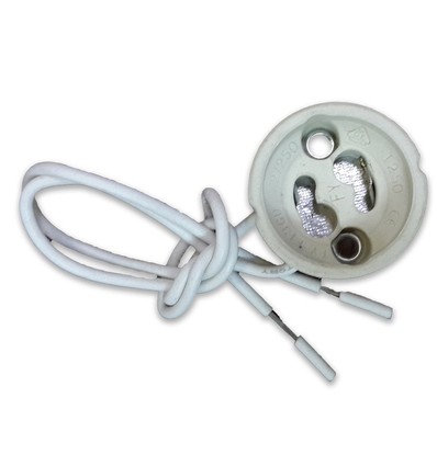 GU10 Fassung mit 15cm Kabel - Weiß, Keramikfassung, IP20