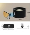4,5W Wiederaufladbare Wandleuchte CCT - IP20, rund, mattschwarz, 360° drehbar, inkl. Leuchtmittel und Fernbedienung