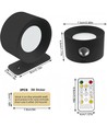 4,5W Wiederaufladbare Wandleuchte CCT - IP20, rund, mattschwarz, 360° drehbar, inkl. Leuchtmittel und Fernbedienung
