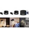 4,5W Wiederaufladbare Wandleuchte CCT - IP20, rund, mattschwarz, 360° drehbar, inkl. Leuchtmittel und Fernbedienung