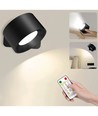 4,5W Wiederaufladbare Wandleuchte CCT - IP20, rund, mattschwarz, 360° drehbar, inkl. Leuchtmittel und Fernbedienung