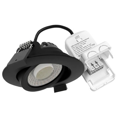 7W Ø8,3cm DimToWarm+CCT Einbaustrahler dimmbar RA96 - Loch: Ø6,8 cm, Schwarz