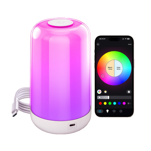 Wiederaufladbare RGB+CCT LED Tisch-/Nachtlampe - Bluetooth, Weiß, Touch-dimmbar, IP20 Innenbereich