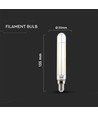 E14 4W LED-Lampe - T20, Filament, Klarglas