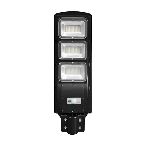 12W Solar LED Straßenleuchte - 1200lm, IP65, 6000K, schwarz, inkl. Solarpanel und Batterie