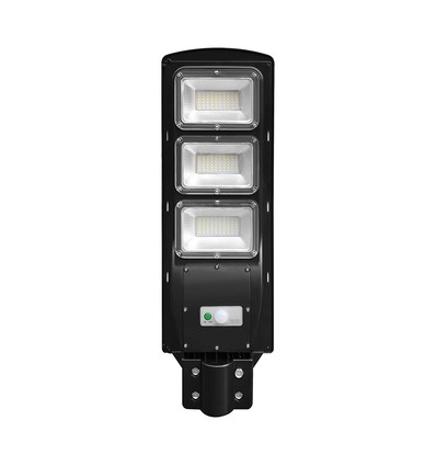 12W Solar LED Straßenleuchte - 1200lm, IP65, 6000K, schwarz, inkl. Solarpanel und Batterie