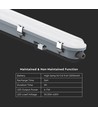150cm 48W wasserdichte komplette LED Wannenleuchte mit Notlicht - 120lm/W, IP65, 6500K, durchverdrahtet