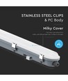150cm 48W wasserdichte komplette LED Wannenleuchte mit Sensor - IP65, 120lm/W, milchige Abdeckung, inkl. Montageclips