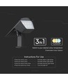 1,3W LED Solar Garten-Spot mit Erdspieß - CCT einstellbar, IP65, Solar Gartenlampe