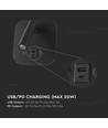 8W LED Bett-Wandleuchte mit USB-Ladefunktion - Schwarz, 3000K, CREE Chip, USB-A und USB-C