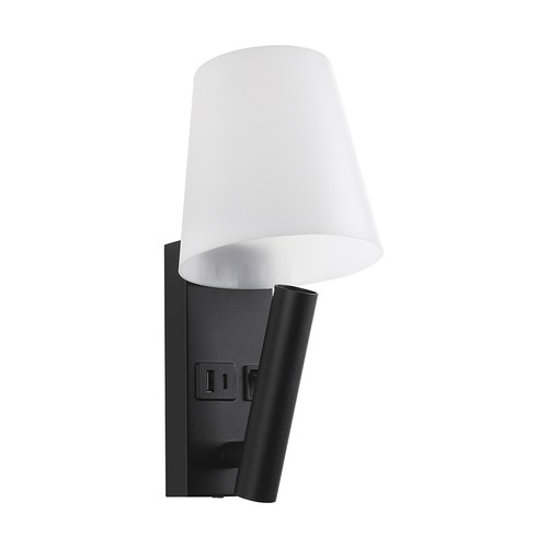 2W LED Bettlampe / Wandleuchte mit USB-Ladefunktion - Schwarz, 3000K, CREE Chip, IP20, modernes Design