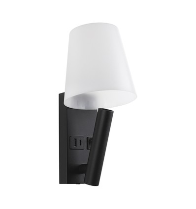 2W LED Bettlampe / Wandleuchte mit USB-Ladefunktion - Schwarz, 3000K, CREE Chip, IP20, modernes Design