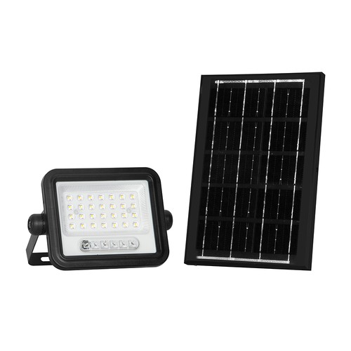 50W Solar LED Fluter - 700lm, CCT 2000K-8000K, Batterieanzeige, schwarz, Außenbereich