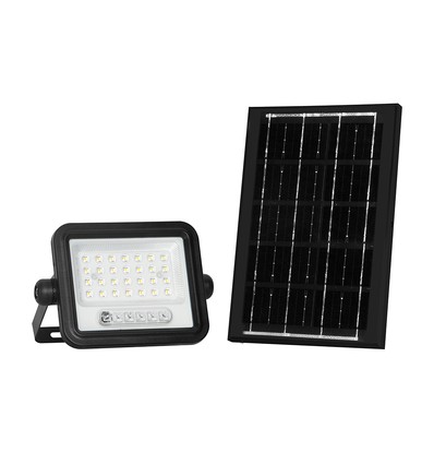 50W Solar LED Fluter - 700lm, CCT 2000K-8000K, Batterieanzeige, schwarz, Außenbereich