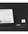 50W Solar LED Fluter - 700lm, CCT 2000K-8000K, Batterieanzeige, schwarz, Außenbereich
