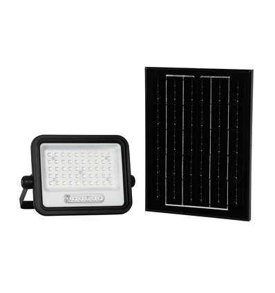 VT-104W LED-Flutlichtstrahler 100W - mit Solarpanel, CCT: 7in1, schwarzes Gehäuse, Batteriestatusanzeige, IP65