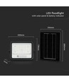 VT-104W LED-Flutlichtstrahler 100W - mit Solarpanel, CCT: 7in1, schwarzes Gehäuse, Batteriestatusanzeige, IP65