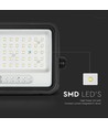 VT-104W LED-Flutlichtstrahler 100W - mit Solarpanel, CCT: 7in1, schwarzes Gehäuse, Batteriestatusanzeige, IP65