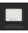 VT-104W LED-Flutlichtstrahler 100W - mit Solarpanel, CCT: 7in1, schwarzes Gehäuse, Batteriestatusanzeige, IP65