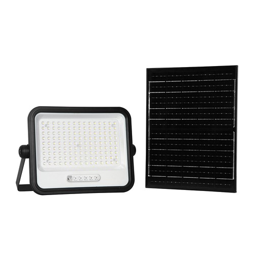 Vt-304w LED-Strahler 300W - mit Solarpanel, CCT:7in1, schwarzes Gehäuse, mit Batteriestatusanzeige, IP65