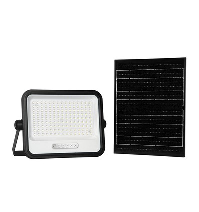 Vt-304w LED-Strahler 300W - mit Solarpanel, CCT:7in1, schwarzes Gehäuse, mit Batteriestatusanzeige, IP65