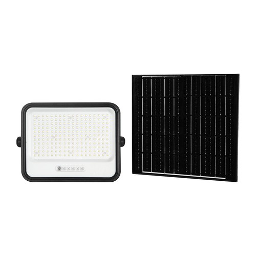 400W Solar LED Fluter, 7-in-1 CCT - IP65, schwarz, LiFePO4 Batterie, inkl. Solarpanel und Batterieanzeige
