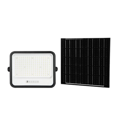 400W Solar LED Fluter, 7-in-1 CCT - IP65, schwarz, LiFePO4 Batterie, inkl. Solarpanel und Batterieanzeige