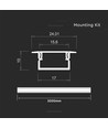 2m Alu-Profil Montageset - Alu-farben, 17x10mm, Einbau, inkl. Abdeckung