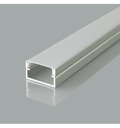 2m Aluminiumprofil Montageset - 17x10mm, inkl. Diffusor und Endkappen, Silber