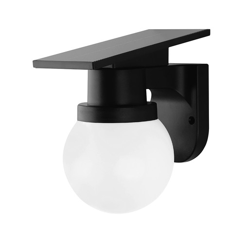0,9W Solara Wandleuchte mit Solarzelle und Fernbedienung - CCT, IP54, schwarz, kugelförmig, Außenbereich