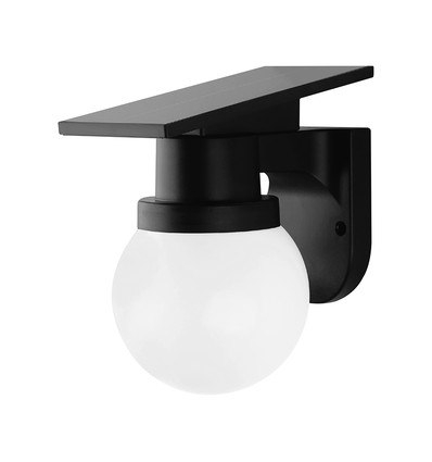 0,9W Solara Wandleuchte mit Solarzelle und Fernbedienung - CCT, IP54, schwarz, kugelförmig, Außenbereich