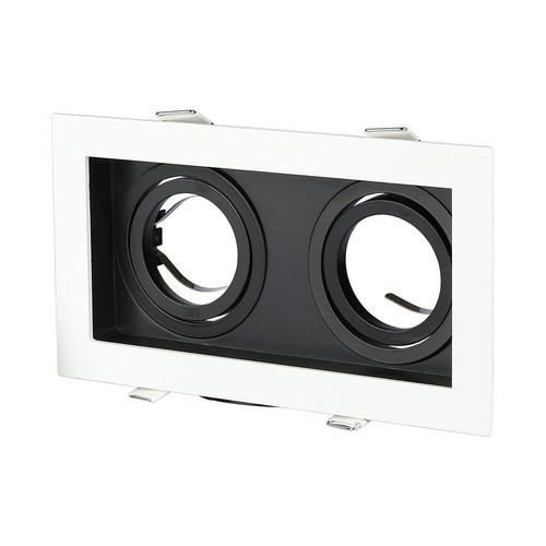 Doppel GU10 Einbauspot - Quadratisch, Weiß/Schwarz, Aluminium, ohne Leuchtmittel