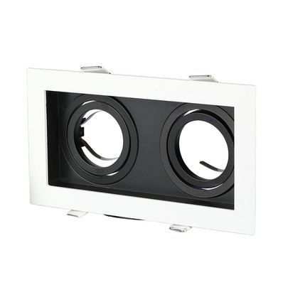 Doppel GU10 Einbauspot - Quadratisch, Weiß/Schwarz, Aluminium, ohne Leuchtmittel