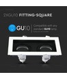 Doppel GU10 Einbauspot - Quadratisch, Weiß/Schwarz, Aluminium, ohne Leuchtmittel