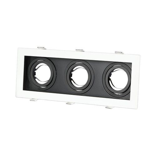 3xGU10 Einbauspot, quadratisch - Weiß/Schwarz, Aluminium, ohne Leuchtmittel, Ausschnitt: Ø256x85mm, Maße: 270x100mm