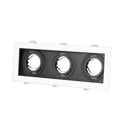 3xGU10 Einbauspot, quadratisch - Weiß/Schwarz, Aluminium, ohne Leuchtmittel, Ausschnitt: Ø256x85mm, Maße: 270x100mm