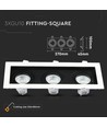 3xGU10 Einbauspot, quadratisch - Weiß/Schwarz, Aluminium, ohne Leuchtmittel, Ausschnitt: Ø256x85mm, Maße: 270x100mm