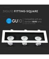 3xGU10 Einbauspot, quadratisch - Weiß/Schwarz, Aluminium, ohne Leuchtmittel, Ausschnitt: Ø256x85mm, Maße: 270x100mm