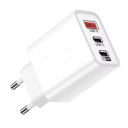3-Port-USB-Ladegerät 65W - Weiß, USB-C+USB-A, perfekt für Handy und Lampen