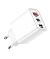 3-Port-USB-Ladegerät 65W - Weiß, USB-C+USB-A, perfekt für Handy und Lampen