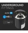 MR16 / GU5.3 Bodeneinbaustrahler, 12V - IP67, Edelstahl, Ø8,7cm, ohne Leuchtmittel