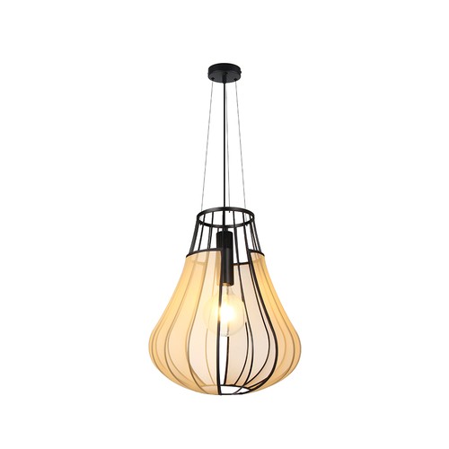 420x500 mm VT-89010 Hängeleuchte E27 - dekorativ, matt schwarz mit beige, Metallserie