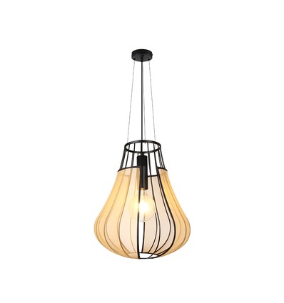 420x500 mm VT-89010 Hängeleuchte E27 - dekorativ, matt schwarz mit beige, Metallserie