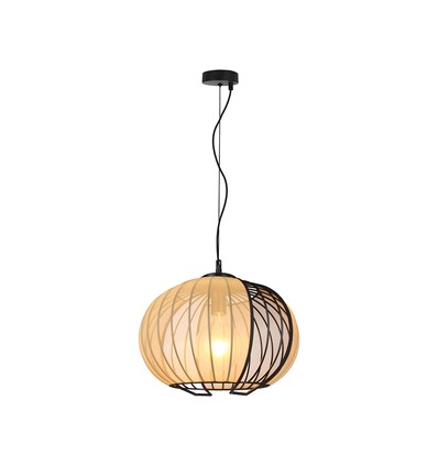 E27 Designer Pendelleuchte - Ø40cm, Mattschwarz und Beige, ohne Leuchtmittel