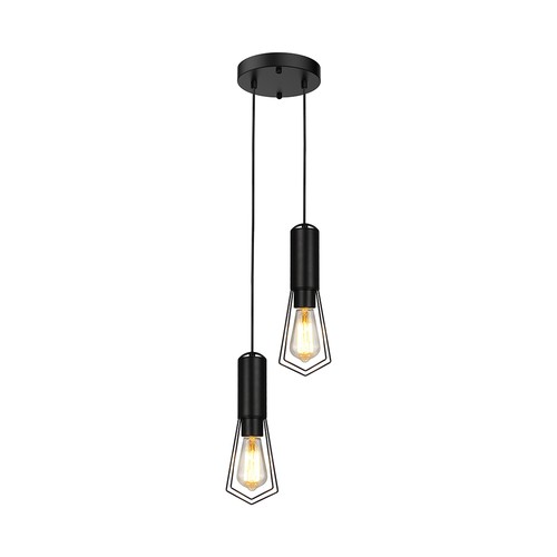 Designer Pendelleuchte für 2xE27 - Mattschwarz, Ø11x31,7cm, ohne Leuchtmittel