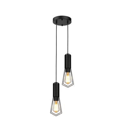 Designer Pendelleuchte für 2xE27 - Mattschwarz, Ø11x31,7cm, ohne Leuchtmittel